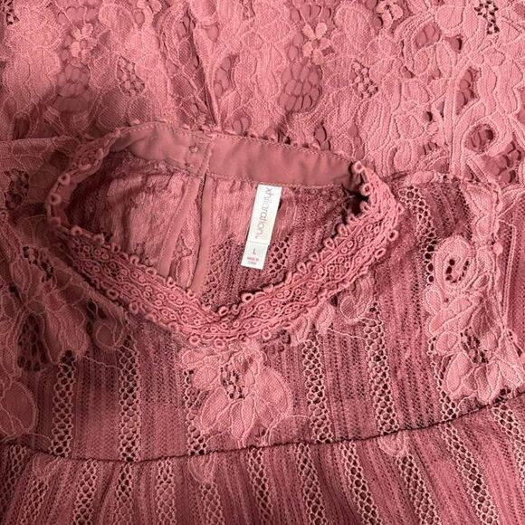 Pink Boho Fairy Tunic Top Size L Floral Mesh Lace Whimsical Cottagecore - Picture 4 of 7